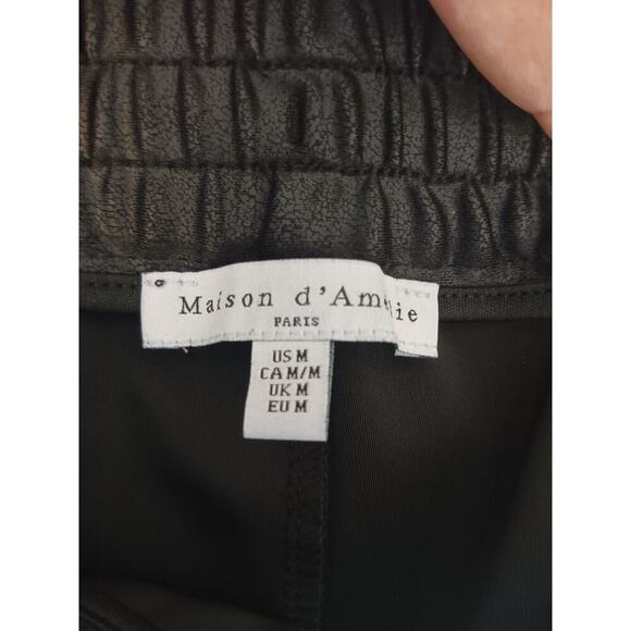 Maison D' Amelie Women's Size M High Waist Faux Leather Jogger Pants - Picture 3 of 10